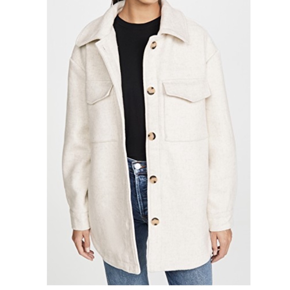 Line & Dot Drew Wool Blend Ivory Shacket